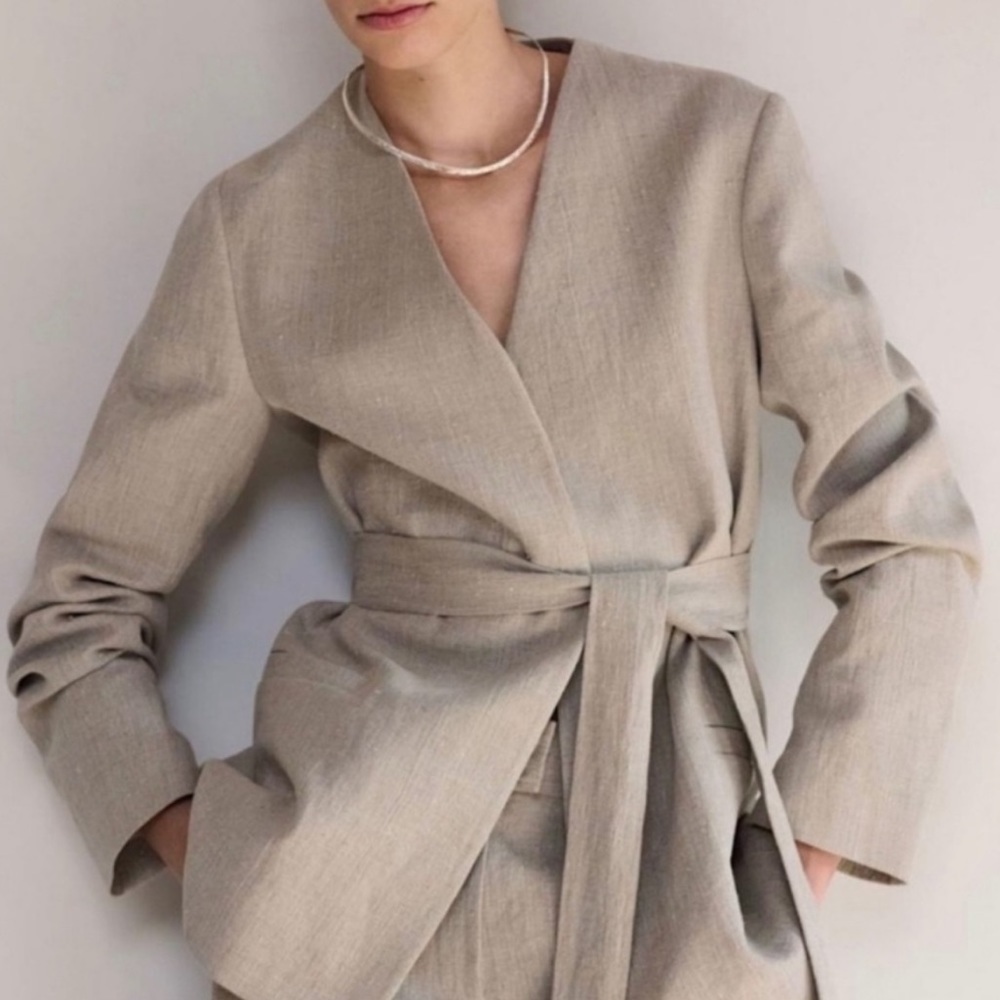 COS Beige Wrap-Front Blazer